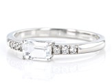 Pre-Owned White Topaz With White Zircon Rhodium Over Sterling Silver April Birthstone Ring .67ctw