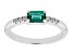 Pre-Owned Green Lab Created Emerald With White Zircon Rhodium Over Sterling Silver May Birthstone Ri