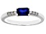 Pre-Owned Blue Lab Created Sapphire & White Zircon Rhodium Over Silver September Birthstone Ring .67