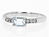 Pre-Owned Sky Blue Glacier Topaz With White Zircon Rhodium Over Sterling Silver Ring