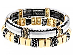Pre-Owned Two-Tone Set of 2 Stretch Bracelets