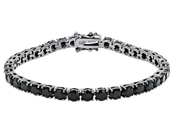 Picture of Pre-Owned Black Spinel, Black Rhodium Over Sterling Silver Tennis Bracelet 12.43ctw