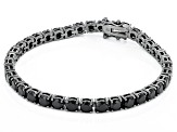 Pre-Owned Black Spinel, Black Rhodium Over Sterling Silver Tennis Bracelet 12.43ctw