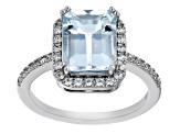 Pre-Owned Aquamarine Rhodium Over Sterling Silver Ring 2.97ctw