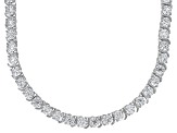 Pre-Owned White Cubic Zirconia Rhodium Over Sterling Silver Tennis Necklace 38.07ctw