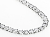 Pre-Owned White Cubic Zirconia Rhodium Over Sterling Silver Tennis Necklace 38.07ctw