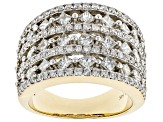 Pre-Owned White Diamond 14k Yellow Gold Wide Band Ring 2.00ctw