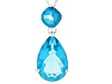 Pre-Owned Paraiba Blue Color Topaz Platinum Over Sterling Silver Pendant With Chain 18.11ctw