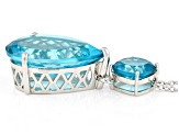 Pre-Owned Paraiba Blue Color Topaz Platinum Over Sterling Silver Pendant With Chain 18.11ctw