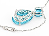 Pre-Owned Paraiba Blue Color Topaz Platinum Over Sterling Silver Pendant With Chain 18.11ctw
