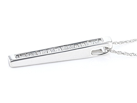 Pre-Owned White Diamond 10k White Gold Slide Pendant With Rope Chain 0.15ctw