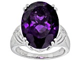 Pre-Owned Purple African Amethyst With White Zircon Rhodium Over Sterling Silver Ring 9.22ctw