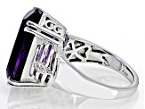 Pre-Owned Purple African Amethyst With White Zircon Rhodium Over Sterling Silver Ring 9.22ctw