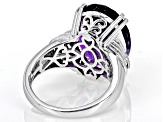 Pre-Owned Purple African Amethyst With White Zircon Rhodium Over Sterling Silver Ring 9.22ctw