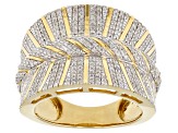 Pre-Owned White Diamond 14k Yellow Gold Over Sterling Silver Wide Band Ring 0.50ctw