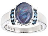 Pre-Owned Australian Opal Triplet Rhodium Over Sterling Silver Ring