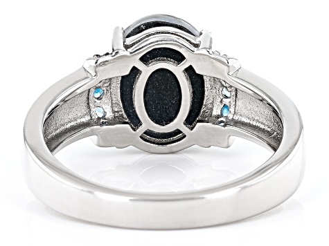 Pre-Owned Australian Opal Triplet Rhodium Over Sterling Silver Ring