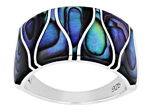 Pre-Owned Multi-Color Abalone Shell Sterling Silver Band Ring