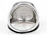 Pre-Owned Black Enamel with Crystal Accents Silver Tone Ring