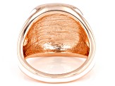 Pre-Owned Cream Color Enamel with White Crystal Accents Rose Tone Ring