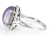 Pre-Owned Blue Aurora Moonstone Rhodium Over Sterling Silver Ring .25ctw