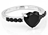 Pre-Owned Black Spinel Rhodium Over Sterling Silver Ring 2.07ctw
