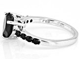 Pre-Owned Black Spinel Rhodium Over Sterling Silver Ring 2.07ctw