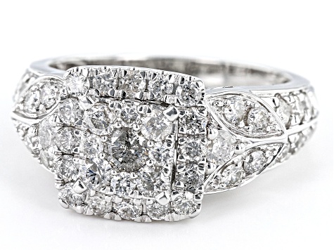 Pre-Owned White Diamond 10k White Gold Quad Ring 1.50ctw - P39100 | JTV.com