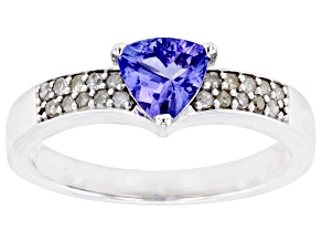 Pre-Owned Blue Tanzanite Rhodium Over Sterling Silver Ring 0.75ctw