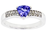 Pre-Owned Blue Tanzanite Rhodium Over Sterling Silver Ring 0.75ctw