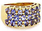 Pre-Owned Blue Tanzanite 18k Yellow Gold Over Sterling Silver Ring 2.87ctw
