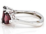 Pre-Owned Magenta Rhodolite Rhodium Over Silver 3-Stone Ring 4.84ctw