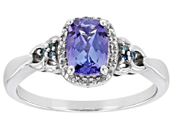 Picture of Pre-Owned Blue Tanzanite Rhodium Over Sterling Silver Ring 0.80ctw
