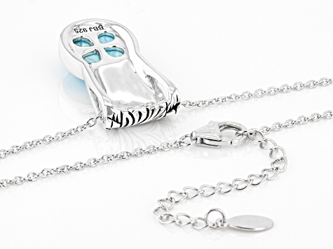 Pre-Owned Blue Turquoise Rhodium Over Silver Pendant With Chain