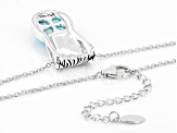 Pre-Owned Blue Turquoise Rhodium Over Silver Pendant With Chain