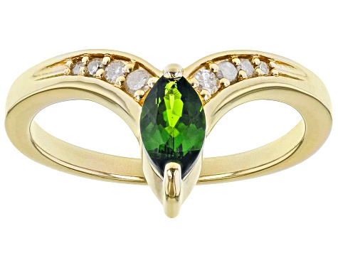 Pre-Owned Green Chrome Diopside 18k Yellow Gold Over Silver Ring 0.56ctw