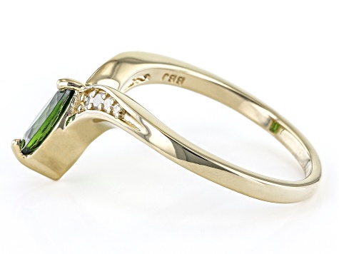 Pre-Owned Green Chrome Diopside 18k Yellow Gold Over Silver Ring 0.56ctw