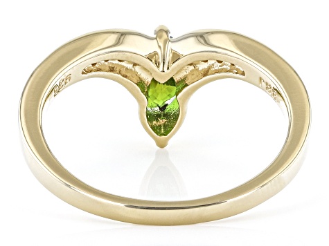 Pre-Owned Green Chrome Diopside 18k Yellow Gold Over Silver Ring 0.56ctw