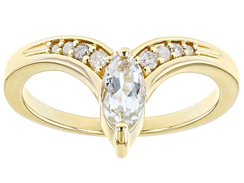 Pre-Owned White Topaz 18k Yellow Gold Over Silver Ring 0.62ctw