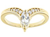 Pre-Owned White Topaz 18k Yellow Gold Over Silver Ring 0.62ctw