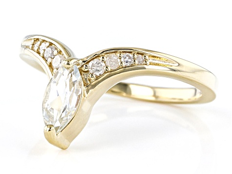 Pre-Owned White Topaz 18k Yellow Gold Over Silver Ring 0.62ctw