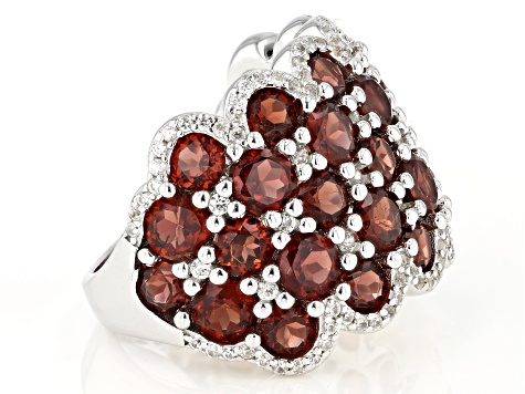 Pre-Owned Red Garnet Rhodium Over Sterling Silver Ring 8.35ctw