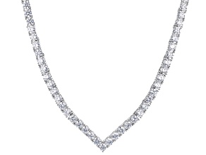 Pre-Owned White Cubic Zirconia Platinum Over Sterling Silver Tennis Necklace 35.64ctw