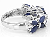 Pre-Owned Blue Indian Sapphire Rhodium Over Sterling Silver Ring 3.44ctw