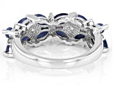 Pre-Owned Blue Indian Sapphire Rhodium Over Sterling Silver Ring 3.44ctw