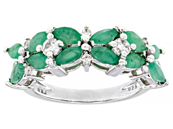 Picture of Pre-Owned Green Emerald Rhodium Over Sterling Silver Ring 1.99ctw
