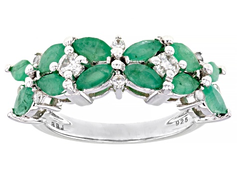 Pre-Owned Green Emerald Rhodium Over Sterling Silver Ring 1.99ctw