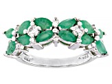 Pre-Owned Green Emerald Rhodium Over Sterling Silver Ring 1.99ctw
