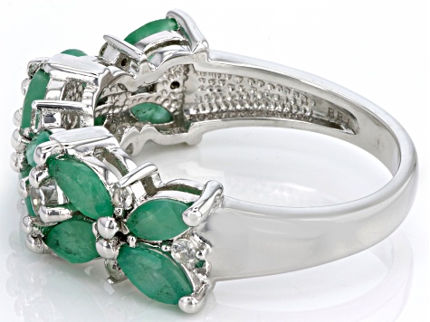 Pre-Owned Green Emerald Rhodium Over Sterling Silver Ring 1.99ctw
