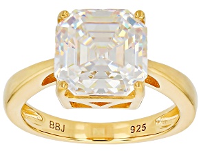 Pre-Owned Strontium Titanate 18k yellow gold over sterling silver solitaire ring 6.25ct